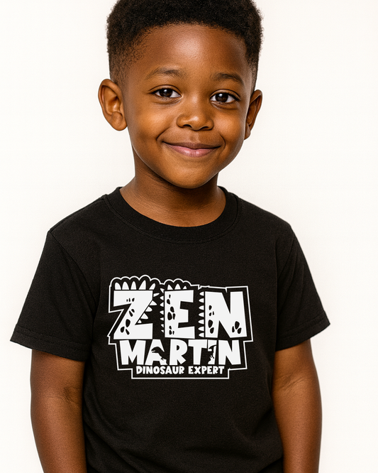"The Zen-Martin Show" Dinosaur Expert Children's Shirt - Black